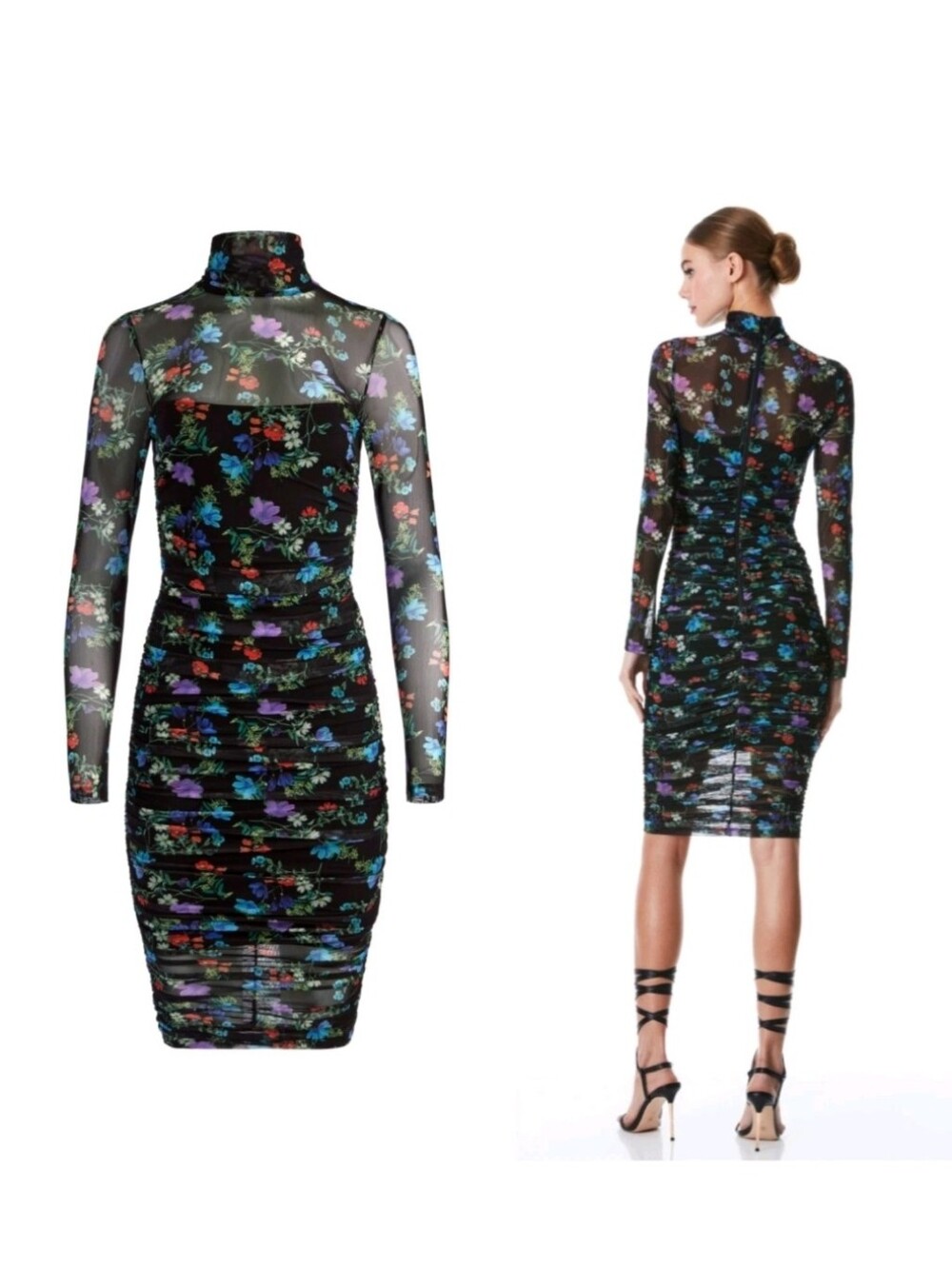 ALICE + OLIVIA DELORA TURTLENECK LONG SLEEVE MIDI DRESS. Size 0 $495